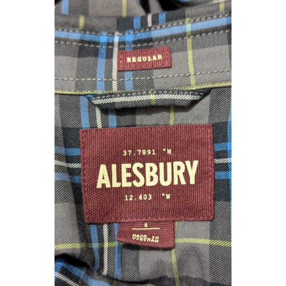 New Alesbury sz S regular Plaid Shirt gray multi color print ls bts 0187 - Picture 5 of 6